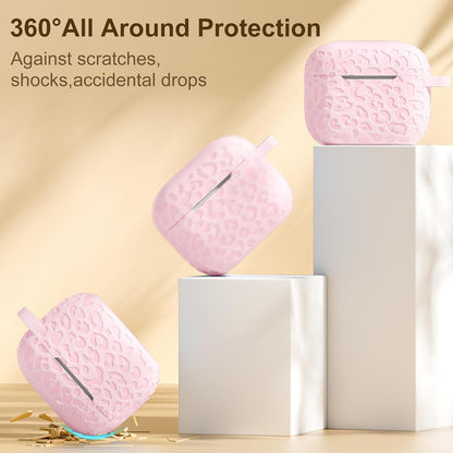 Comvin For AirPods 4 Case Cover 2024 for Women Men, Leopard, Silicone, Pink