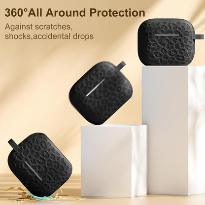 Comvin For AirPods 4 Case Cover 2024 for Women Men, Leopard, Silicone, Black