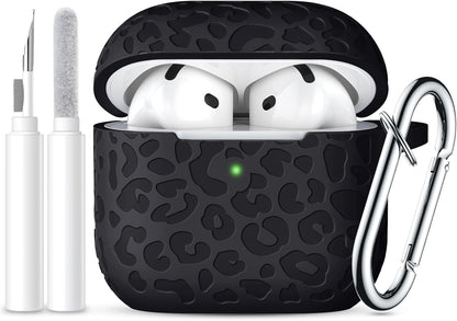 Comvin for Apple AirPods 4 Generation Case Cover for Women Men, with Cleaner Kit, Silicone Engraved Leopard Case