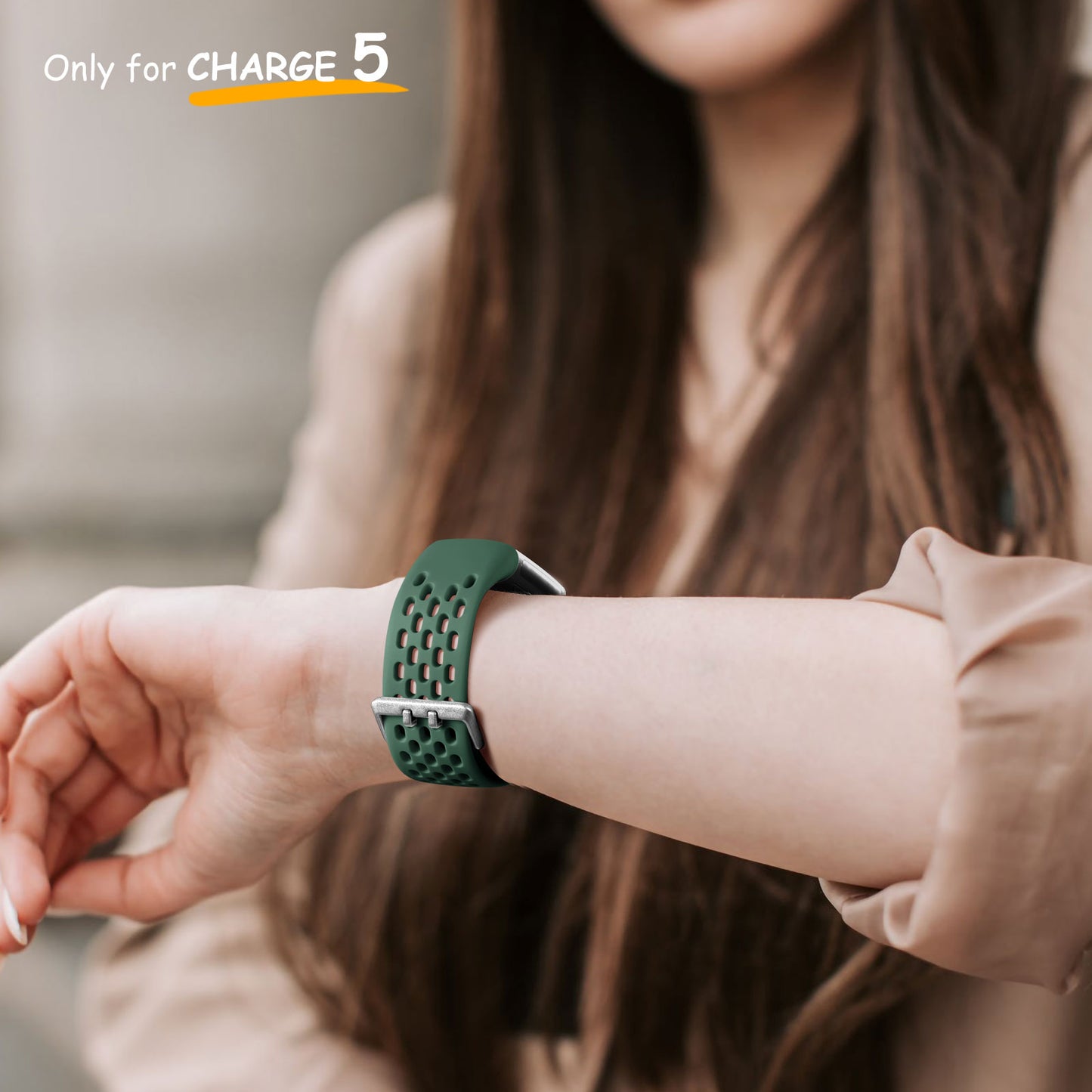 Comvin 4 Pack Compatible with Fitbit Charge 6/Charge 5 Bands for Women Men, Breathable Air Hole Sport Wristbands
