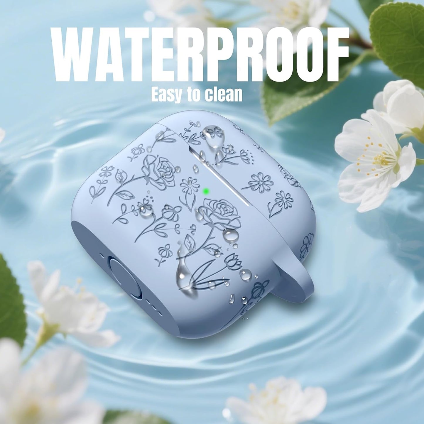 Comvin For Airpods 4 Case Cover for Women with Cleaner Kit, Cute Silicone Engraved Rose Floral Case