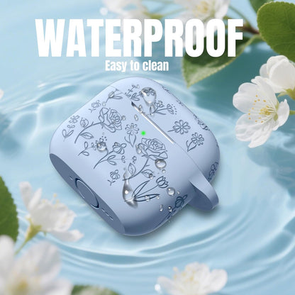 Comvin For Airpods 4 Case Cover for Women with Cleaner Kit, Cute Silicone Engraved Rose Floral Case