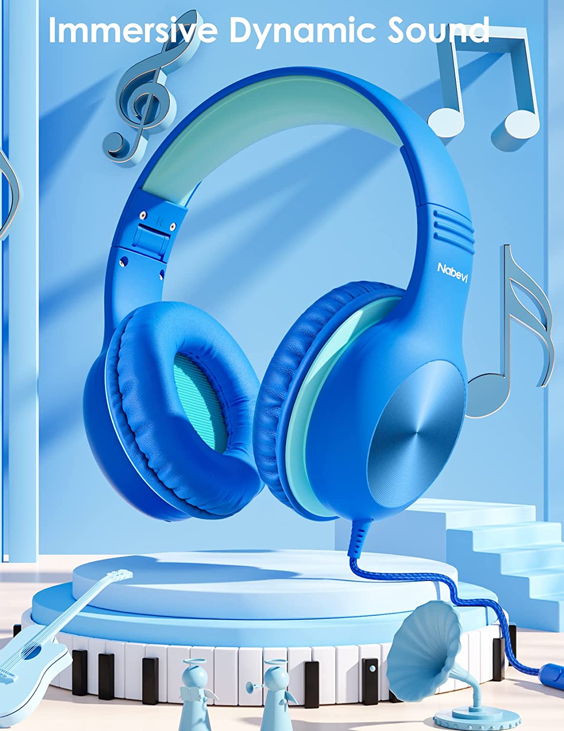 Comvin Kids Headphones for School, Foldable Wired Headphones for Kids Toddlers Boys Girls with Sharing Function & Safe Volume Limited