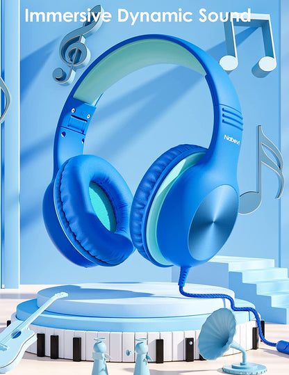 Comvin Kids Headphones for School, Foldable Wired Headphones for Kids Toddlers Boys Girls with Sharing Function & Safe Volume Limited