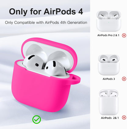 Comvin Compatible With Airpods 4 Case for Women Men, Soft Silicone Case Fits For Airpods 4th Generation 2024, Rose