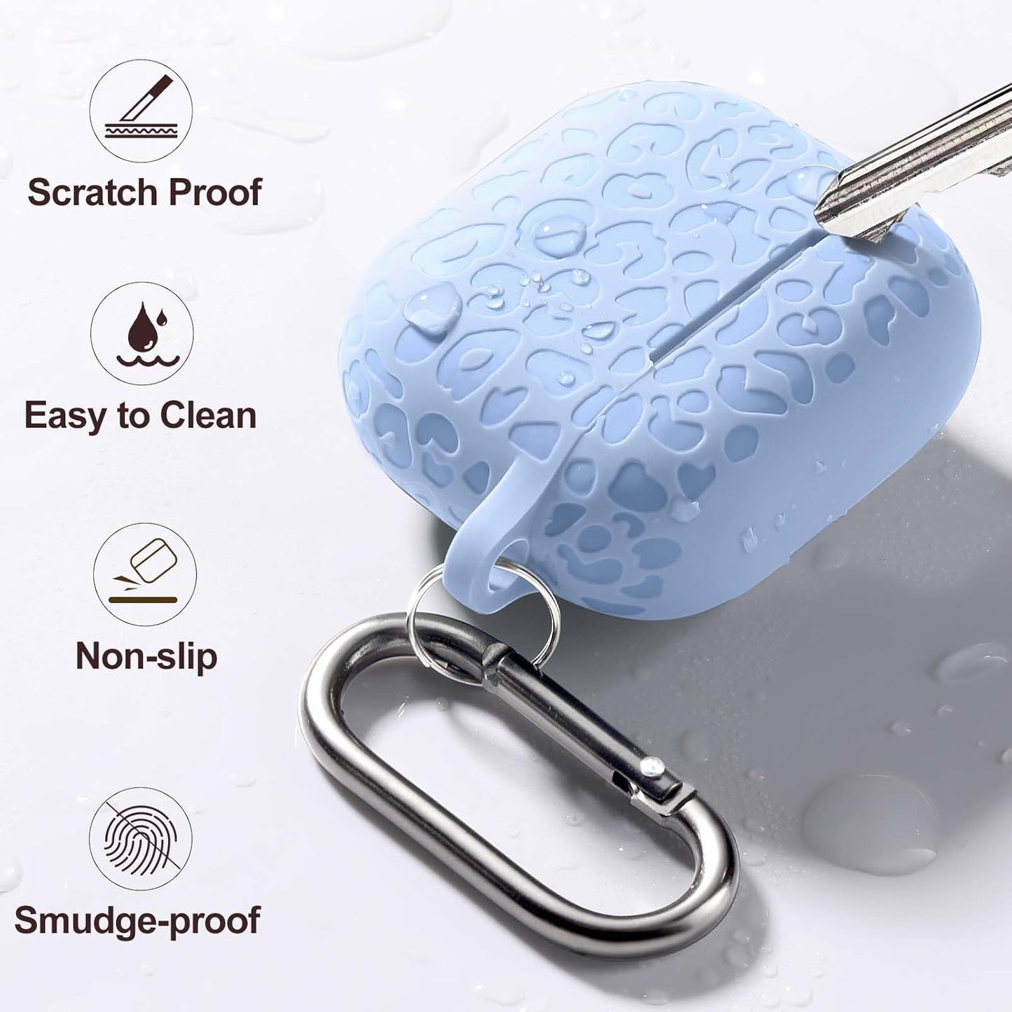 Comvin For Apple AirPods 4 Case Cover 2024 for Women Men, Leopard, Silicone, Blue
