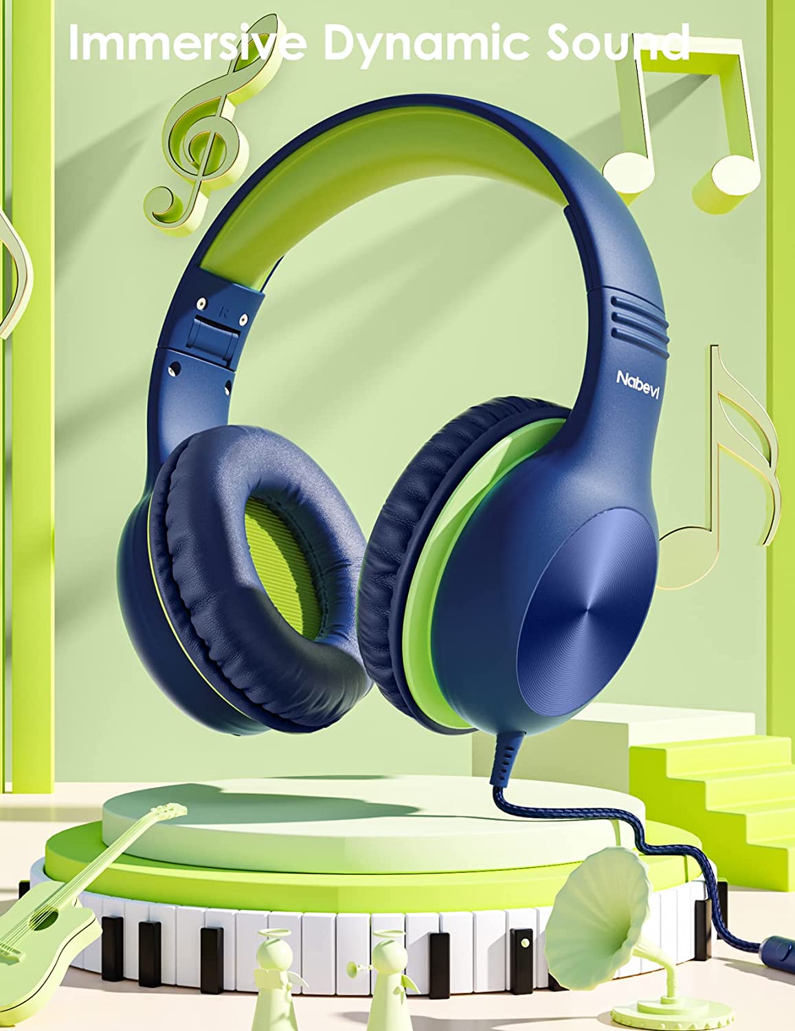 Comvin Wired Kids Headphones for School, Foldable Over-Ear Headphones for Kids Toddlers Boys Girls with Sharing Function & Safe Volume Limited