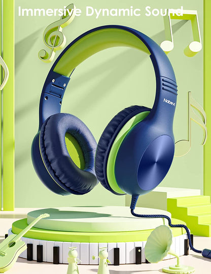 Comvin Wired Kids Headphones for School, Foldable Over-Ear Headphones for Kids Toddlers Boys Girls with Sharing Function & Safe Volume Limited