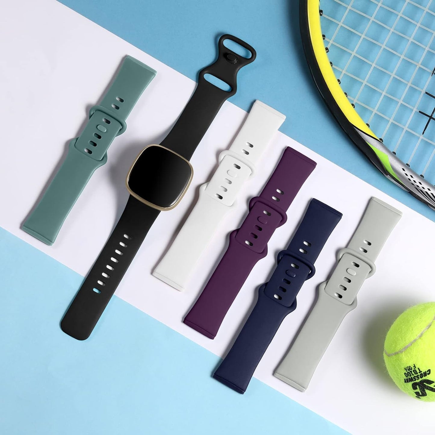 Comvin Compatible With Fitbit Versa 3/Versa 4/Sense 2/Sense Bands for Women Men, Soft Sport Silicone Wristbands