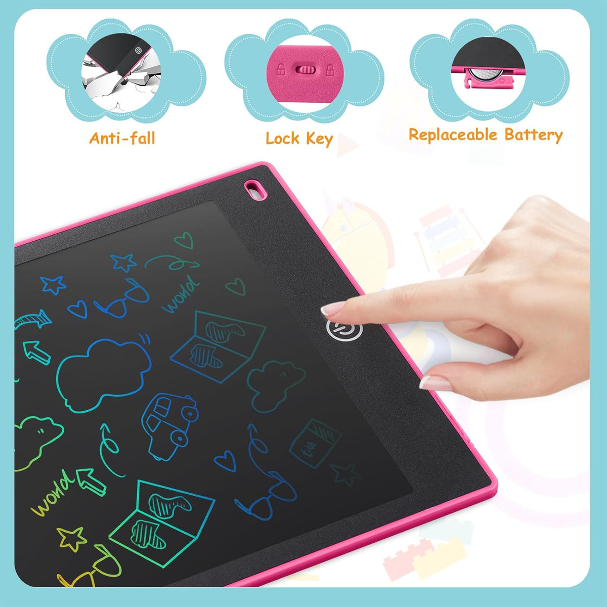 Comvin 3 Pack LCD Writing Tablet for Kids, 10inch Drawing Tablets for Boys Girls, for 2-9