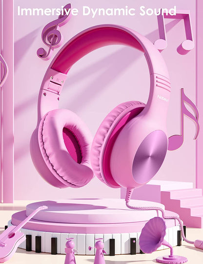 Comvin Wired Kids Headphones for School, Foldable Over-Ear Headphones for Kids Toddlers Boys Girls with Sharing Function & Safe Volume Limited