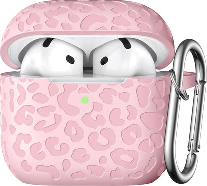 Comvin For AirPods 4 Case Cover 2024 for Women Men, Leopard, Silicone, Pink