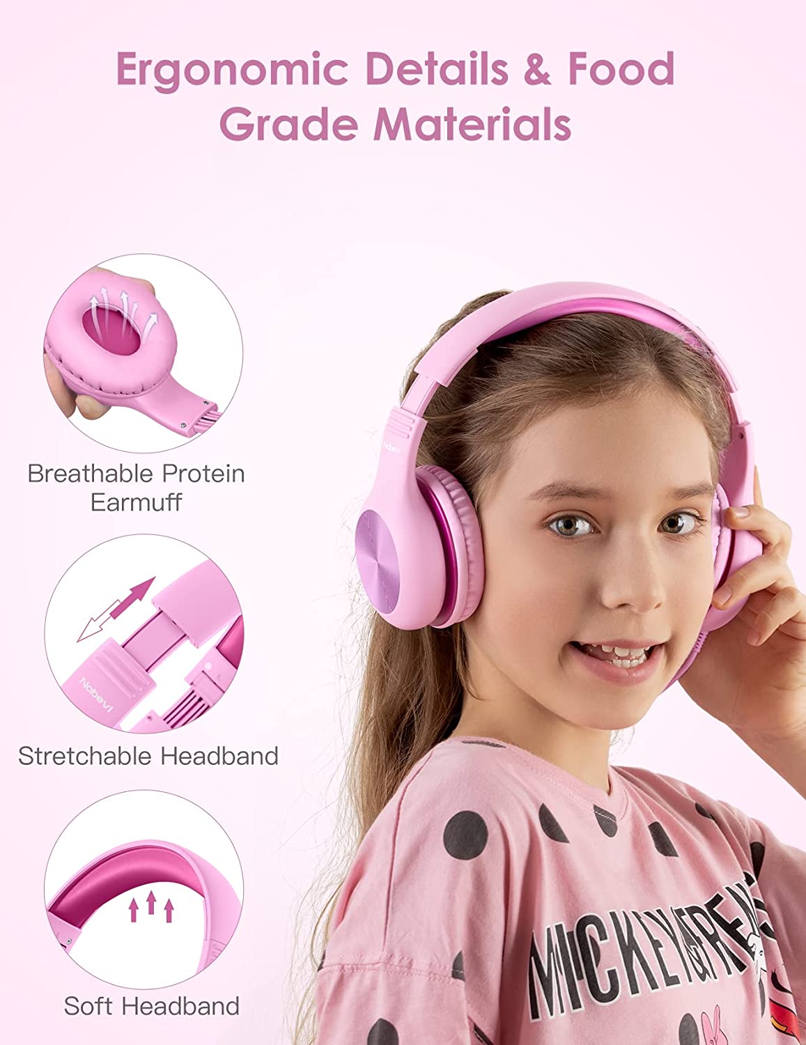 Comvin Wired Kids Headphones for School, Foldable Over-Ear Headphones for Kids Toddlers Boys Girls with Sharing Function & Safe Volume Limited