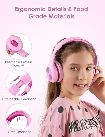 Comvin Wired Kids Headphones for School, Foldable Over-Ear Headphones for Kids Toddlers Boys Girls with Sharing Function & Safe Volume Limited