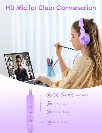 Comvin Kids Headphones for School, Foldable Wired Headphones for Kids Toddlers Boys Girls with Sharing Function & Safe Volume Limited