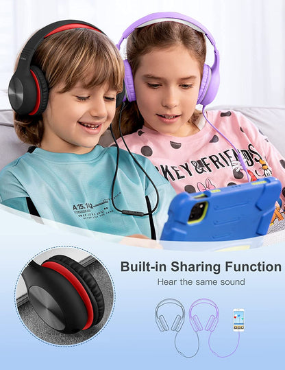 Comvin Kids Headphones for School, Foldable Wired Headphones for Kids Toddlers Boys Girls with Sharing Function & Safe Volume Limited