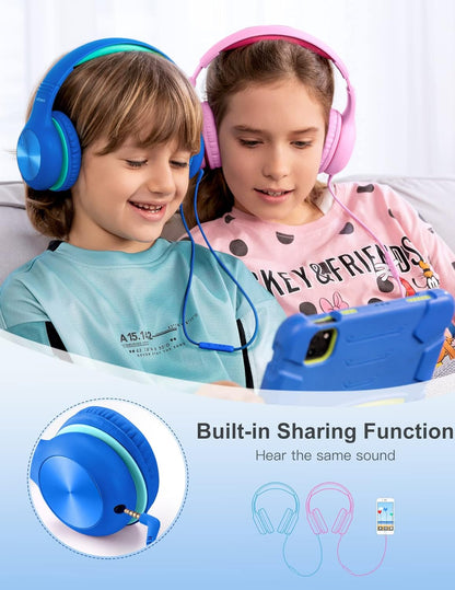 Comvin Kids Headphones for School, Foldable Wired Headphones for Kids Toddlers Boys Girls with Sharing Function & Safe Volume Limited