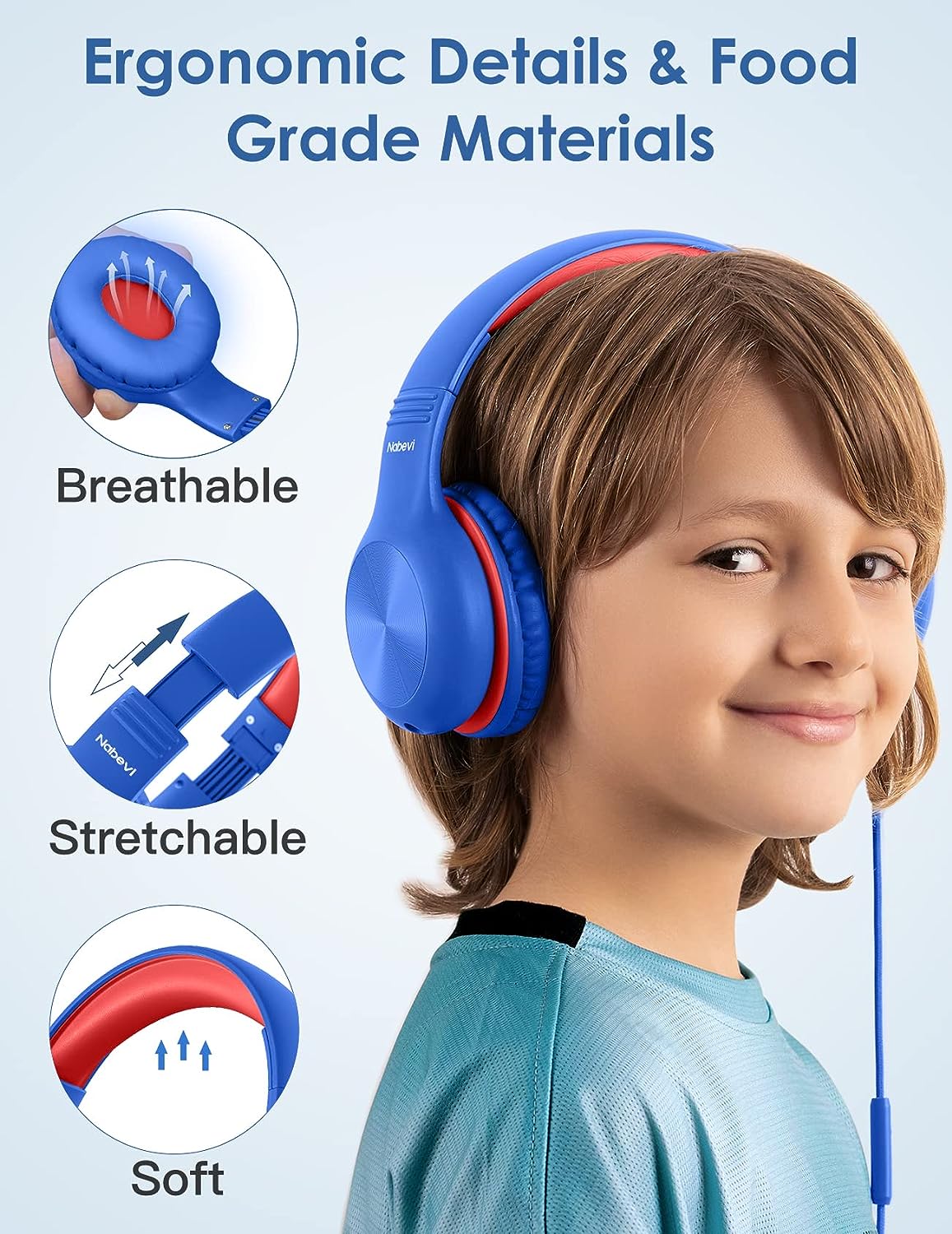 Comvin Kids Headphones for School, Foldable Wired Headphones for Kids Toddlers Boys Girls with Sharing Function & Safe Volume Limited