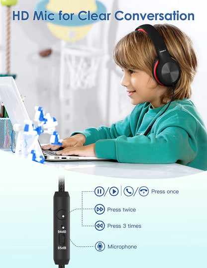 Comvin Kids Headphones for School, Foldable Wired Headphones for Kids Toddlers Boys Girls with Sharing Function & Safe Volume Limited