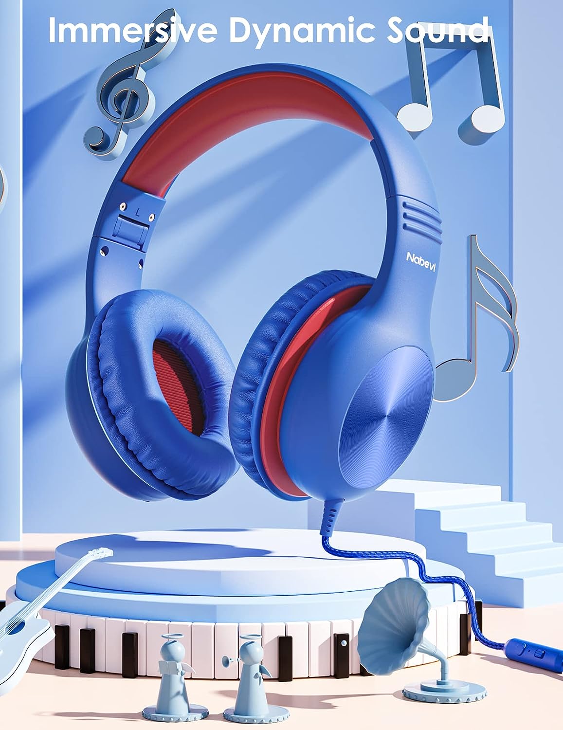 Comvin Kids Headphones for School, Foldable Wired Headphones for Kids Toddlers Boys Girls with Sharing Function & Safe Volume Limited