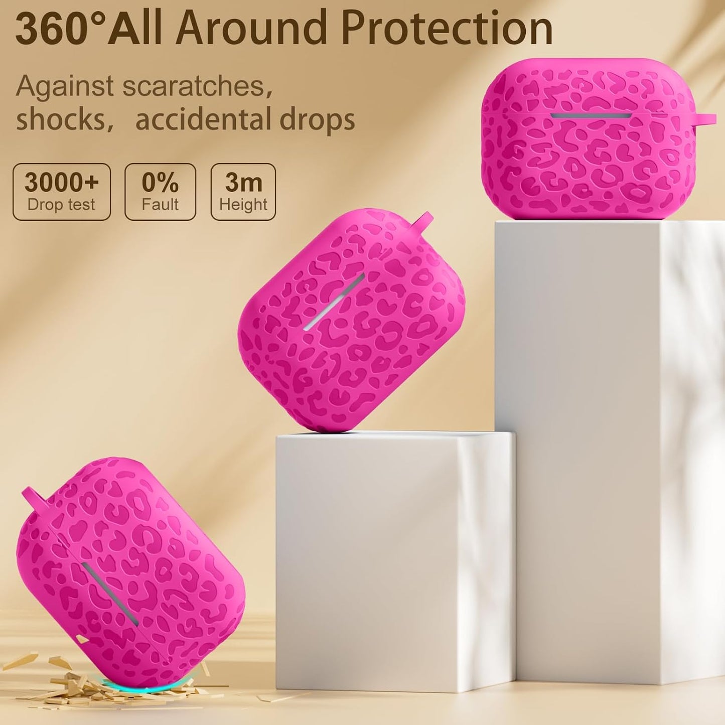 Comvin Compatible with AirPods Pro 3 Case Cover(2025), Soft Leopard Engraved Silicone Case for Apple Airpods Pro 3rd Generation (2025)