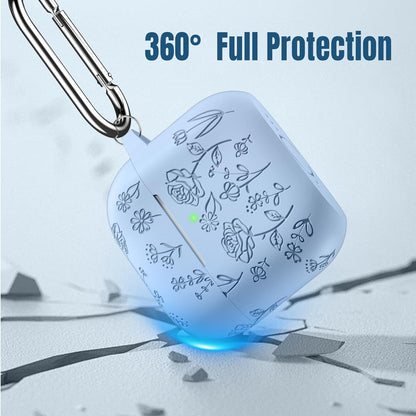 Comvin For Airpods 4 Case Cover for Women with Cleaner Kit, Cute Silicone Engraved Rose Floral Case