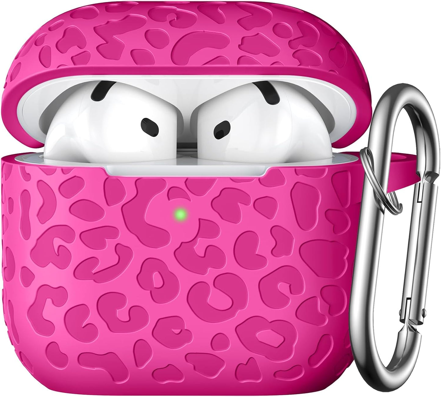 Comvin For AirPods 4 Case Cover 2024 for Women Men, Leopard, Silicone, Rose