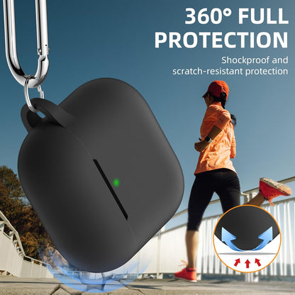 Comvin Soft Silicone Compatible With Airpods 4 Case Cover for Women Men, with Cleaner Kit Fits & Anti-Loss Strap, Black