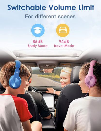 Comvin Kids Headphones for School, Foldable Wired Headphones for Kids Toddlers Boys Girls with Sharing Function & Safe Volume Limited