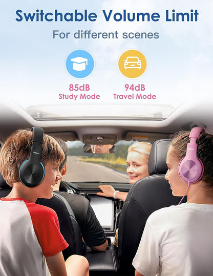 Comvin Kids Headphones for School, Foldable Wired Headphones for Kids Toddlers Boys Girls with Sharing Function & Safe Volume Limited