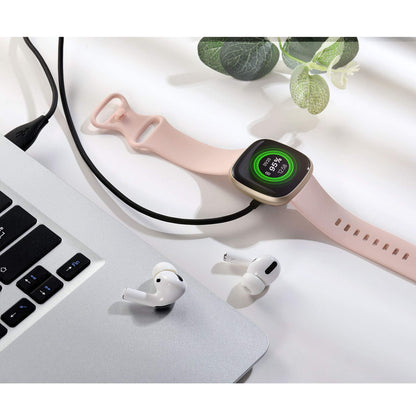 Compatible with Fitbit Sense & Fitbit Versa 3 Charger Replacement USB Charging Cable Dock Stand for Sense 2/Sense/Versa 4/Versa 3 Smartwatch, 2 Pack 3.3Ft Durable Portable Charger Dock Cord