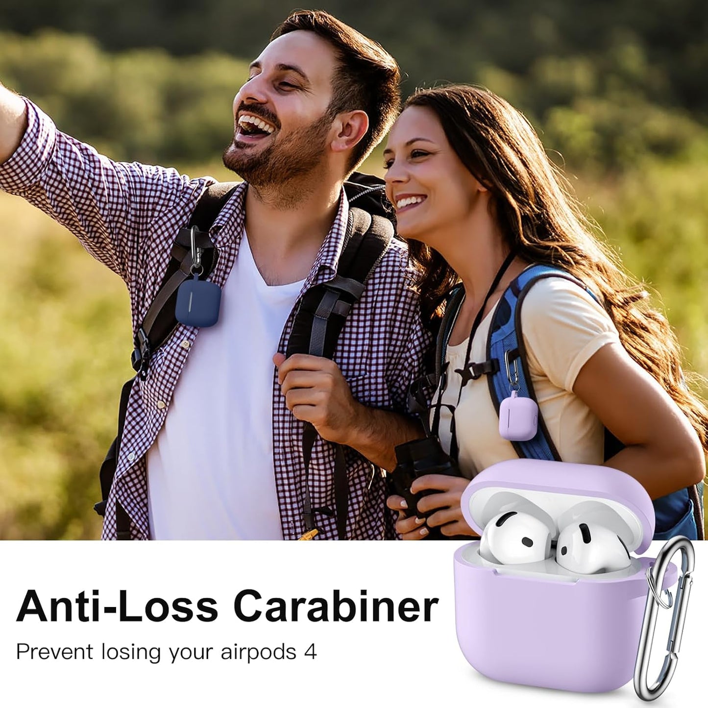 Comvin Compatible With Apple Airpods 4 Case Cover for Women Men, Silicone, Lavender
