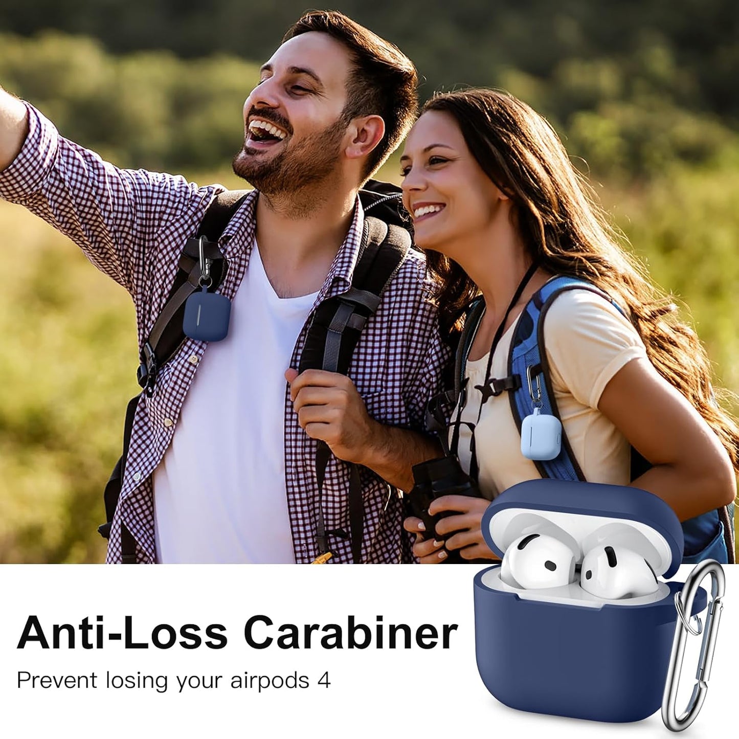 Comvin Compatible With Apple Airpods 4 Case Cover for Women Men, Silicone, Navy Blue