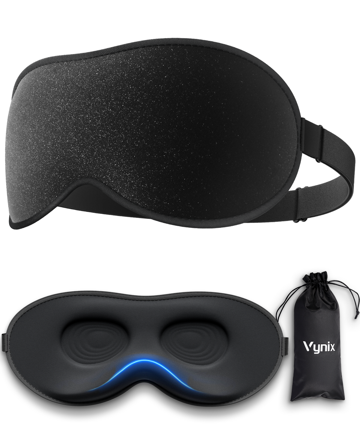 Comvin 3D Sleep Mask for Women Men, Memory Foam Eye Masks for Sleeping Blackout, Black