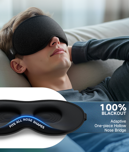 Comvin 3D Sleep Mask for Women Men, Memory Foam Eye Masks for Sleeping Blackout, Black