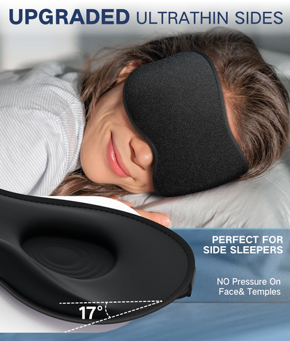 Comvin 3D Sleep Mask for Women Men, Memory Foam Eye Masks for Sleeping Blackout, Black