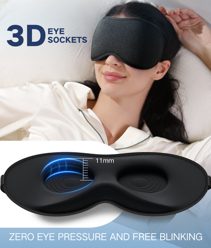 Comvin 3D Sleep Mask for Women Men, Memory Foam Eye Masks for Sleeping Blackout, Black