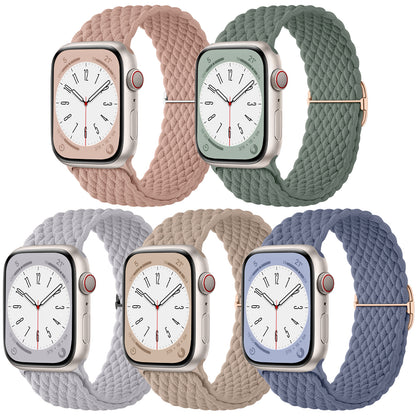 5 Pack Braided Stretchy Bands for Apple Watch Band 38mm 40mm 41mm 42mm 44mm 45mm 46mm 49mm Women Men, Adjustable Nylon Solo Loop Elastic Straps for iWatch Series 10 9 8 7 6 SE 5 4 3 2 1 Ultra
